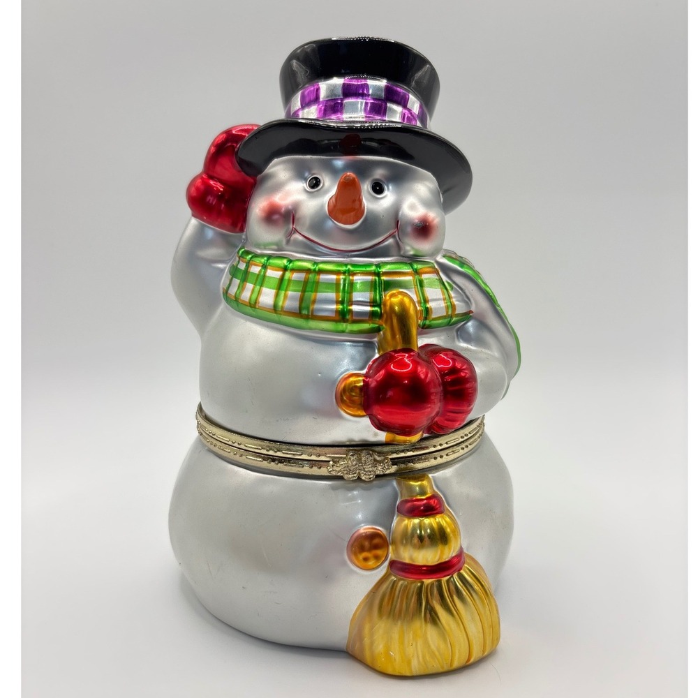 Mr. Christmas Musical Trinket Box Snowman Animated Ice Skating Winter Scene